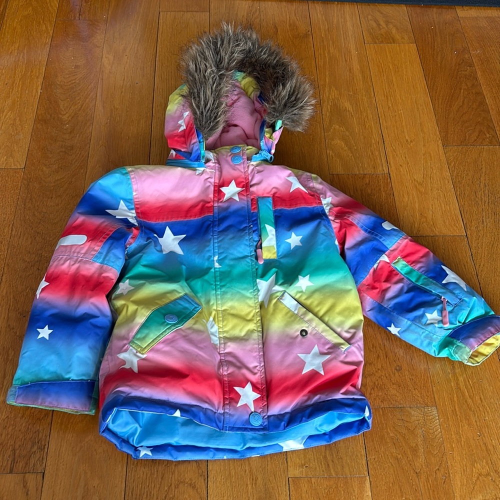 Mini Boden Rainbow Star Ski Coat 3-4Y